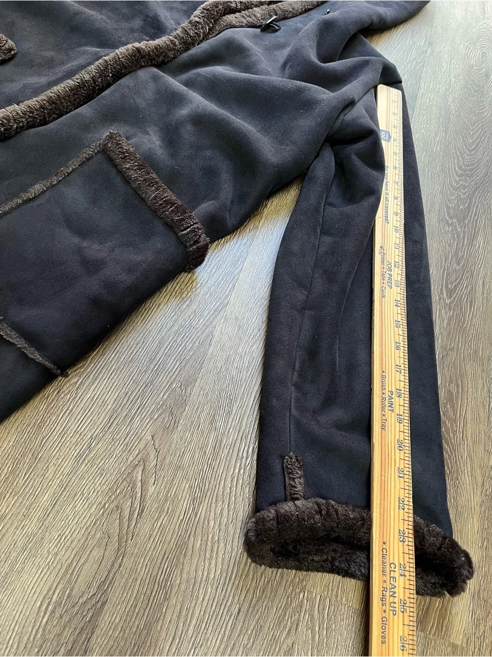 Jones New York Black Hooded Shearling-Trim Pea Coat